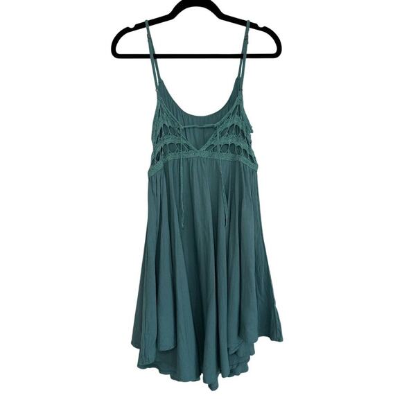 O’Neill Crochet Detail Mini Dress — Teal, Size L | Whimsycore / Coquette - Picture 2 of 9